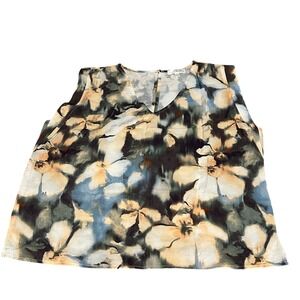 Nine Britton Women's Floral V Neck Sleeveless Top‎ Size L